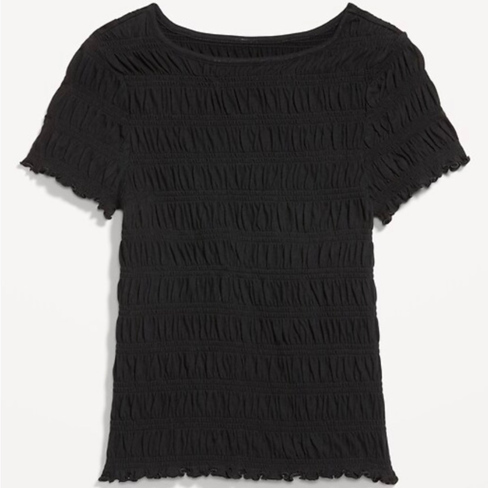 Old navy 100% cotton smock-neck black short sleeved tee, size M, NWT